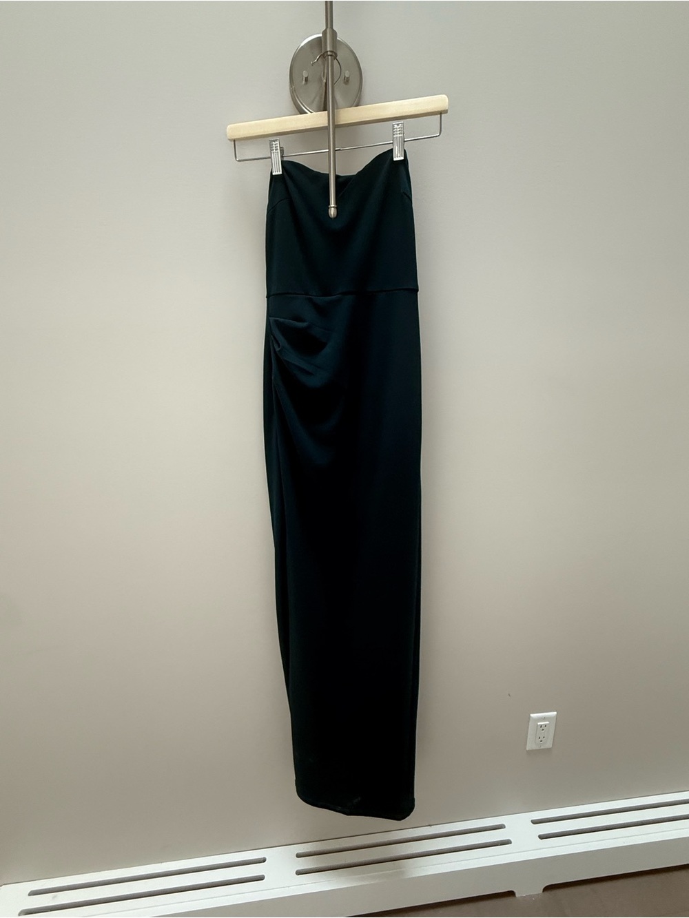 Strapless deep/forest green dress